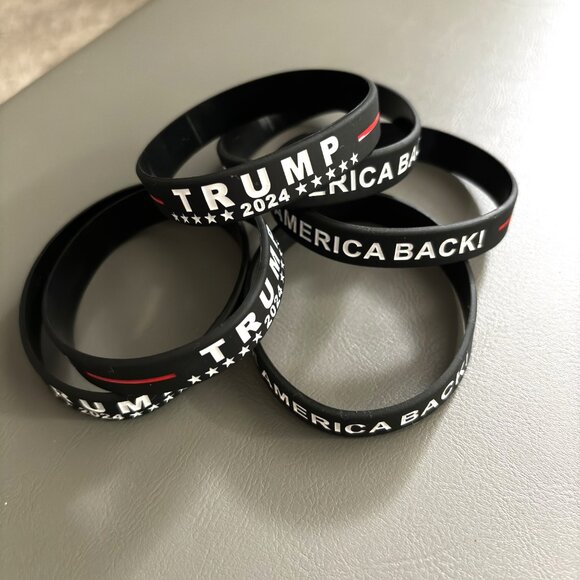 TRUMP 2024 TAKE AMERICA BACK  6pc Patriotic Silicone Bracelets Bold Supporter - Picture 1 of 3